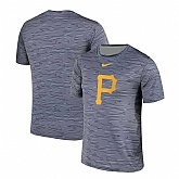 Pittsburgh Pirates Gray Black Striped Logo Performance T-Shirt